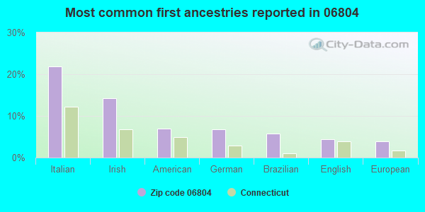 Most common first ancestries reported in 06804