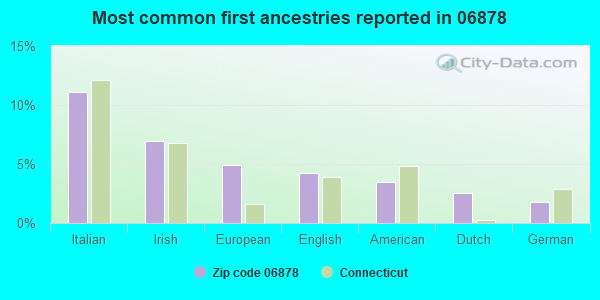 Most common first ancestries reported in 06878