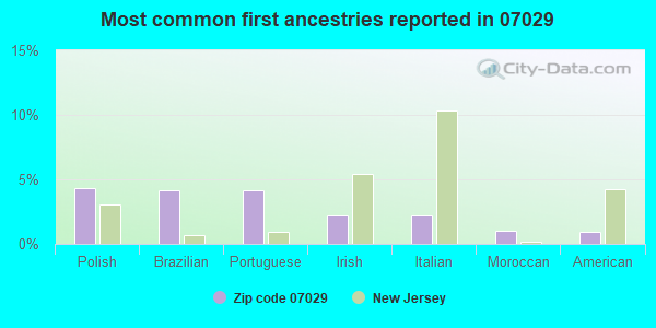 Most common first ancestries reported in 07029