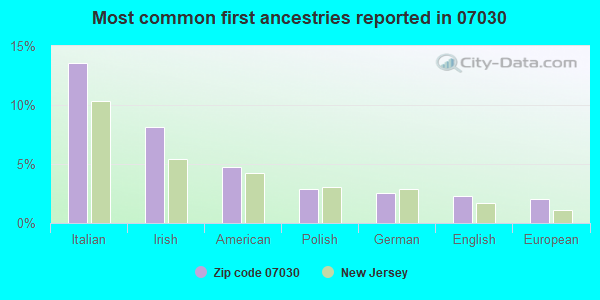 Most common first ancestries reported in 07030