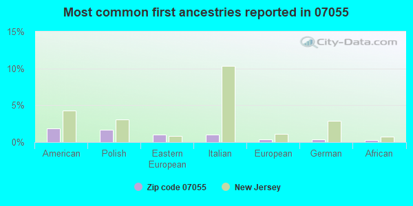 Most common first ancestries reported in 07055