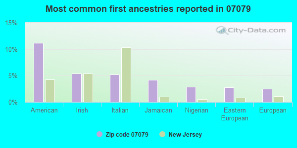 Most common first ancestries reported in 07079