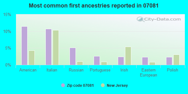 Most common first ancestries reported in 07081