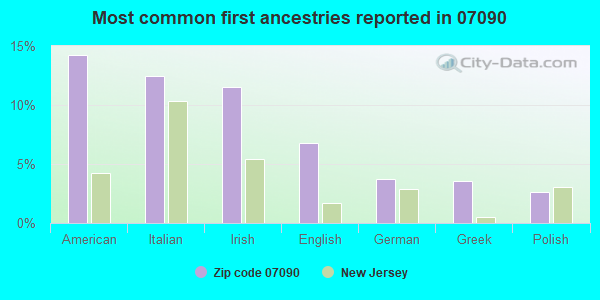 Most common first ancestries reported in 07090