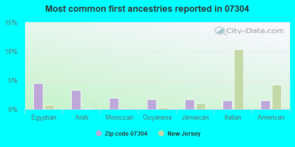 Most common first ancestries reported in 07304