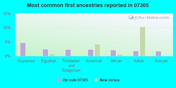 Most common first ancestries reported in 07305