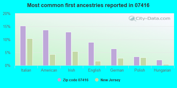 Most common first ancestries reported in 07416