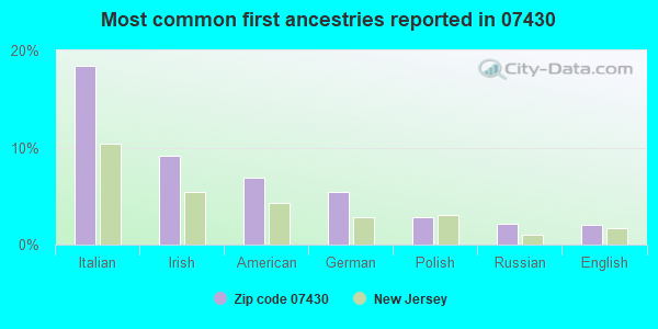 Most common first ancestries reported in 07430