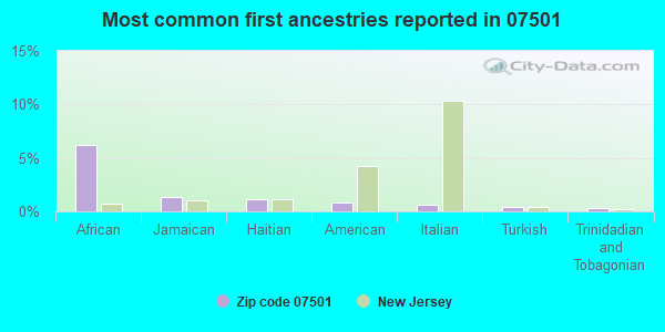 Most common first ancestries reported in 07501