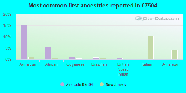 Most common first ancestries reported in 07504