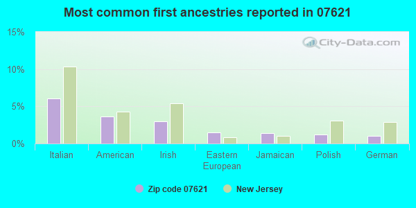Most common first ancestries reported in 07621