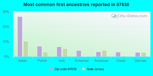 Most common first ancestries reported in 07630