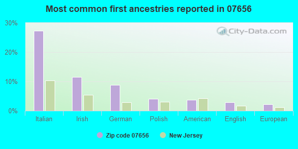 Most common first ancestries reported in 07656