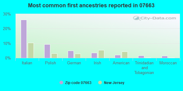 Most common first ancestries reported in 07663