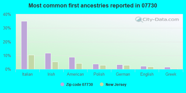 Most common first ancestries reported in 07730