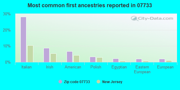 Most common first ancestries reported in 07733