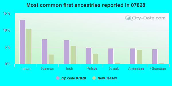 Most common first ancestries reported in 07828