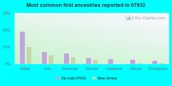 Most common first ancestries reported in 07932