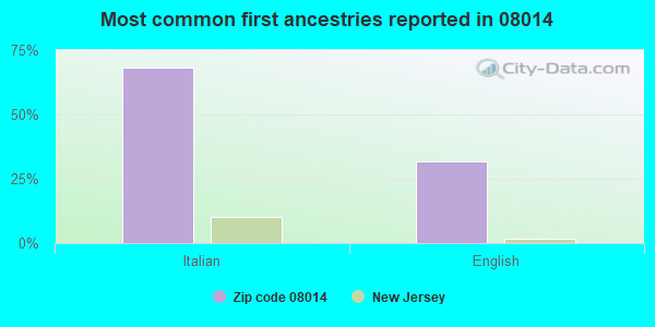 Most common first ancestries reported in 08014