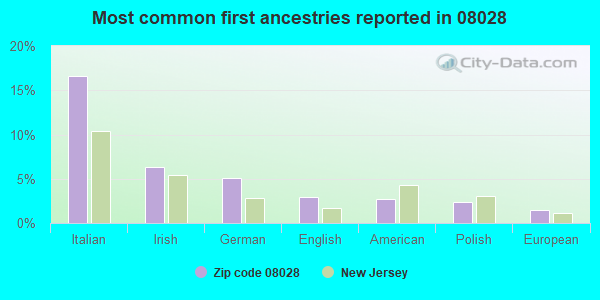 Most common first ancestries reported in 08028
