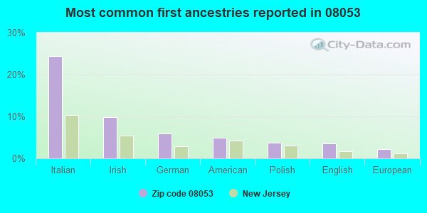 Most common first ancestries reported in 08053