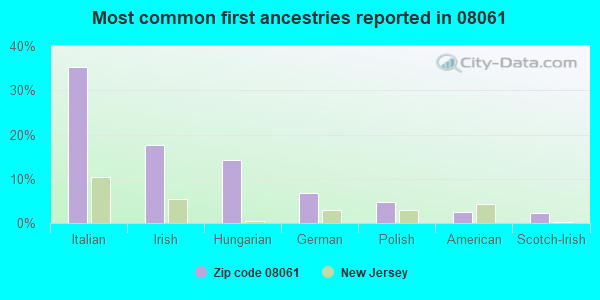 Most common first ancestries reported in 08061