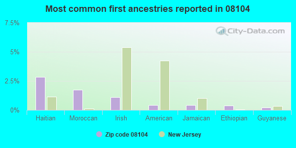 Most common first ancestries reported in 08104