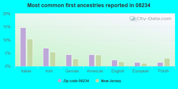 Most common first ancestries reported in 08234