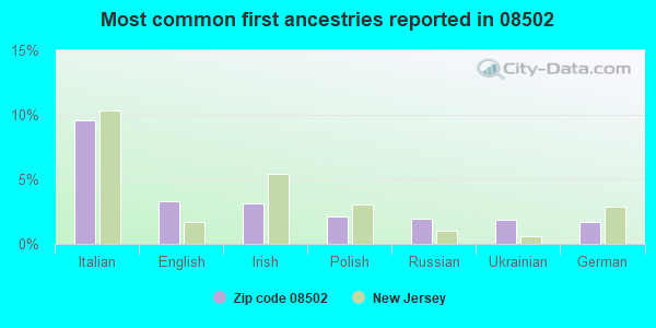 Most common first ancestries reported in 08502