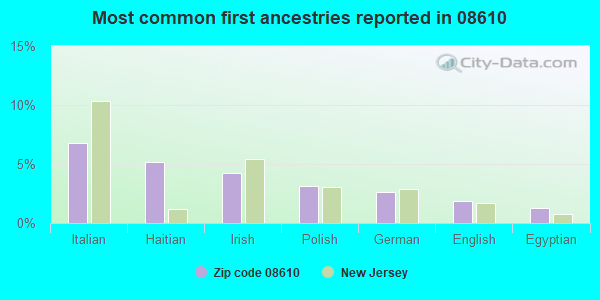 Most common first ancestries reported in 08610
