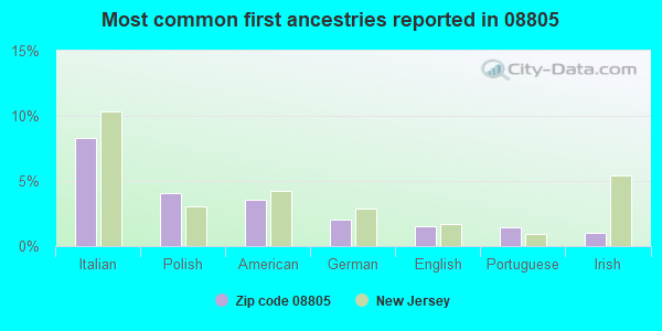 Most common first ancestries reported in 08805