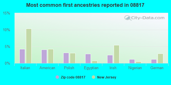 Most common first ancestries reported in 08817