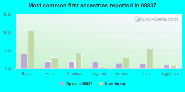 Most common first ancestries reported in 08837