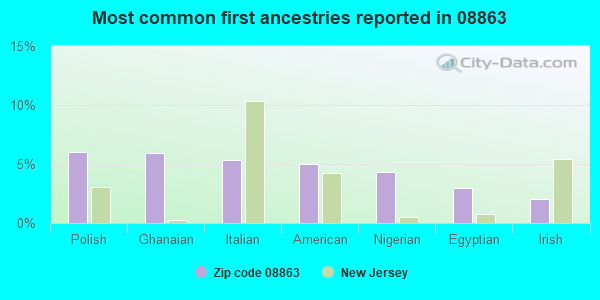Most common first ancestries reported in 08863