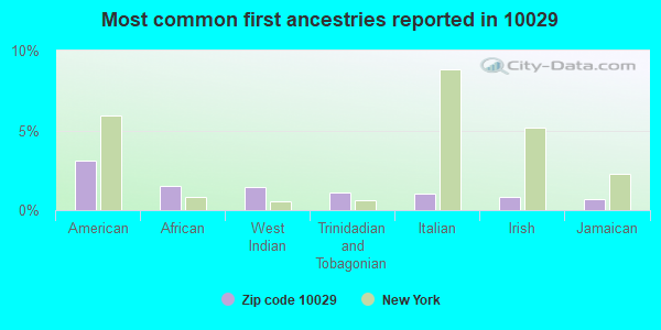 Most common first ancestries reported in 10029
