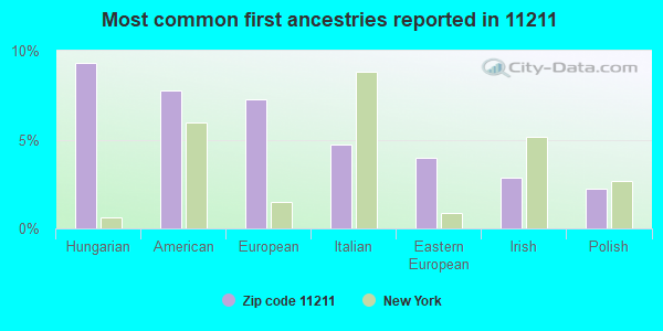 Most common first ancestries reported in 11211