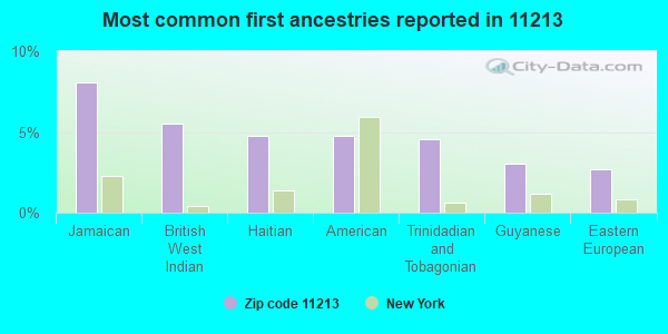 Most common first ancestries reported in 11213