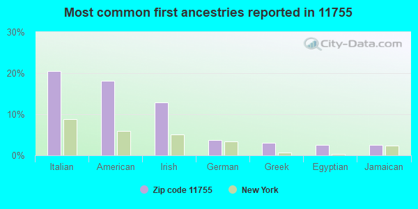 Most common first ancestries reported in 11755