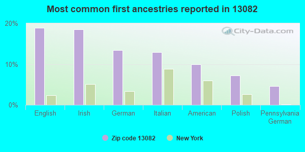 Most common first ancestries reported in 13082
