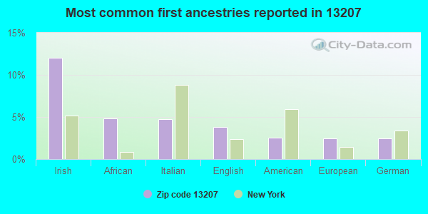 Most common first ancestries reported in 13207