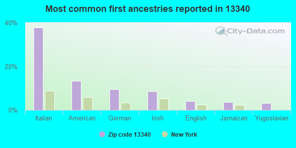 Most common first ancestries reported in 13340