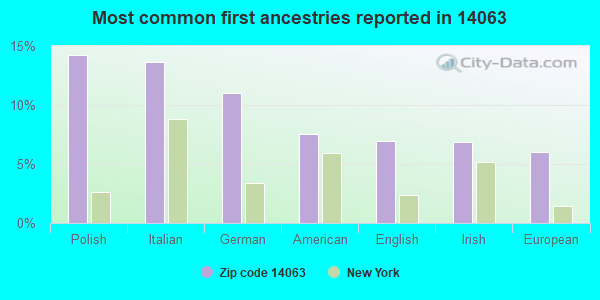 Most common first ancestries reported in 14063