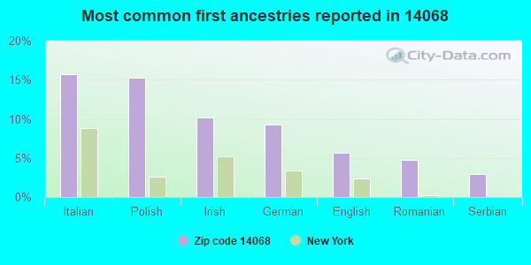 Most common first ancestries reported in 14068