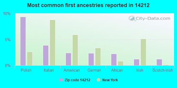 Most common first ancestries reported in 14212