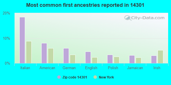 Most common first ancestries reported in 14301