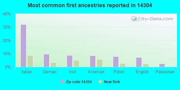 Most common first ancestries reported in 14304
