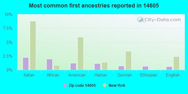 Most common first ancestries reported in 14605