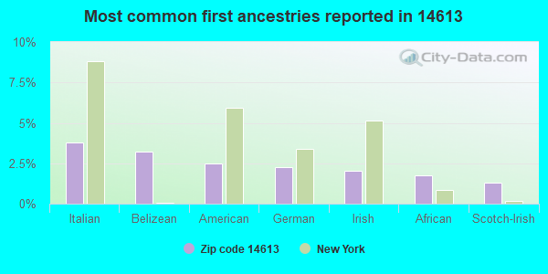 Most common first ancestries reported in 14613