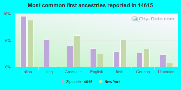 Most common first ancestries reported in 14615