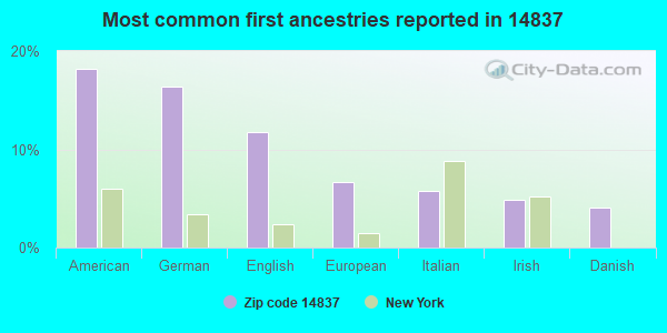 Most common first ancestries reported in 14837